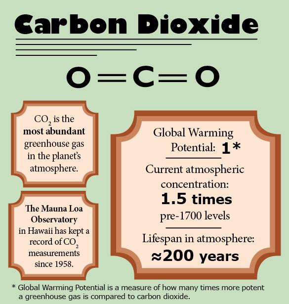 Carbon dioxide is the most abundant greenhouse gas in the planet's atmosphere.