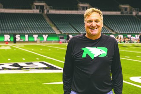 Bubba Schweigert, the head coach for the UND football team, stands at the Alerus Center on Thursday, September 15, 2016. Photo by Alley Stroh/ The Dakota Student
