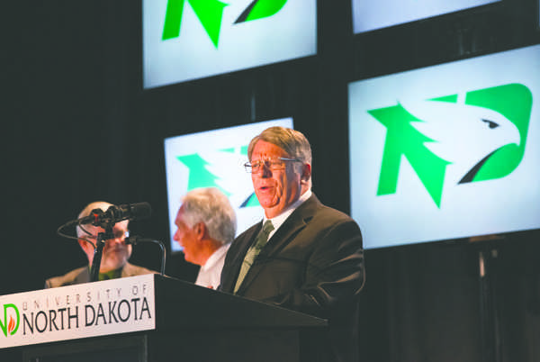 UND athletic director Brian Faison addresses the media during a press conference. Photo by Nick Nelson/ The Dakota Student