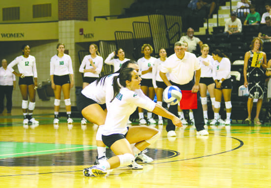 UND junior Tamara Merseli bumping the ball during a match last season. Photo by Daniel Yun/ The Dakota Student