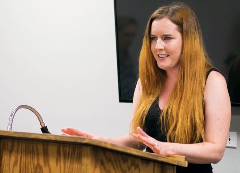 Robin Du Pont reads poetry Thursday evening in the Medora Room at the Memorial Union.