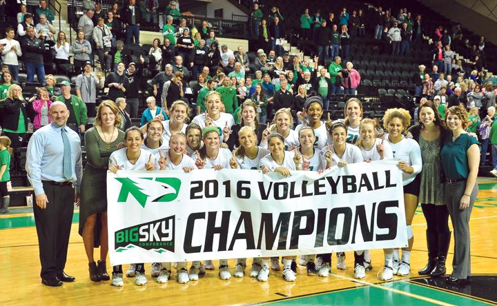 After+defeating+Northern+Colorado+University+this+past+Saturday%2C+the+UND+volleyball+team+clinched+the+2016+Big+Sky+conference+chamionship.