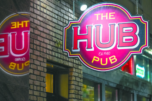 The Hub Pub, co-owned by Dennis Blackmun and Joe Schneider, recently opened in the same space that the original Hub Bar occupied in downtown Grand Forks since 1940. Nick Nelson/ Dakota Student