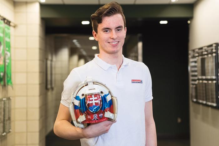 Matej Tomek, a sophomore from Bratislava, Slovakia, is one of the goalies on the UND mens hockey team. Nick Nelson/Dakota Student