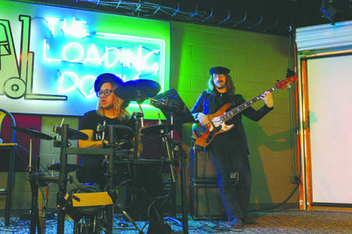 Lauren Chapple (drums) and Menandros von Richter (bass) play during the Black Student Associations culture night last Thursday at the Loading Dock. Daniel Yun/ Dakota Student