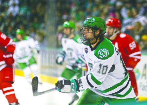 Forward Johnny Simonson and the rest of the UND mens hockey team will face Miami University in a road series this weekend. Nick Nelson/ Dakota Student