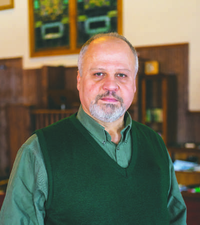 Nabil Suleiman, president of the Islamic Center of Grand Forks and associate professor of civil engineering, led afternoon prayers during an Observe a Muslim Prayer Service on Friday. Nick Nelson/ Dakota Student