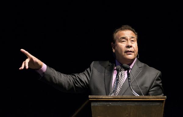 John Quiñones, host of television show What Would You Do?, spoke Monday night at the Chester Fritz Auditorium as part of a Delta Gamma Foundation event. Daniel Yun/ Dakota Student