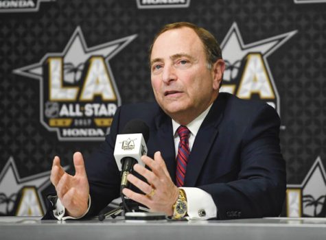 National Hockey League Commissioner Gary Bettman speaks during a news conference at Staples Center, Saturday, Jan. 28, 2017, in Los Angeles. The NHL All-Star Game is scheduled to be played at Staples Center on Sunday. (AP Photo/Mark J. Terrill)