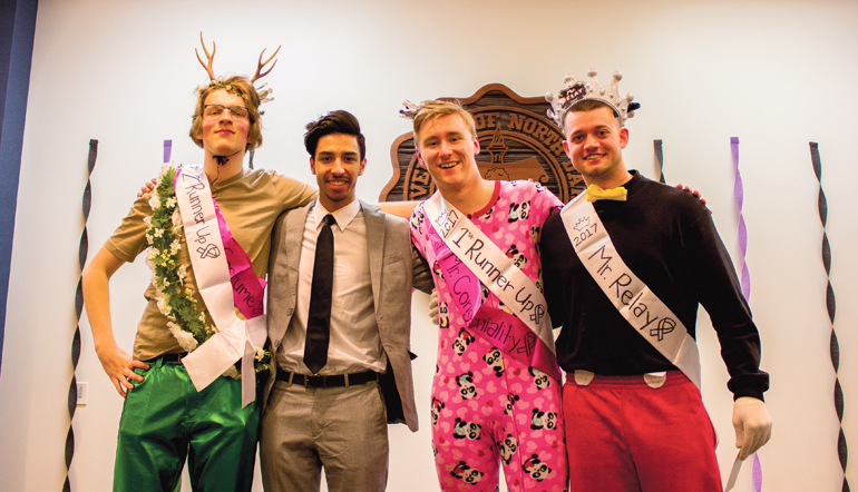Mr. Relay contestants pose after the competition on Sunday, April 23, 2017 at the Memorial Union Ballroom.
