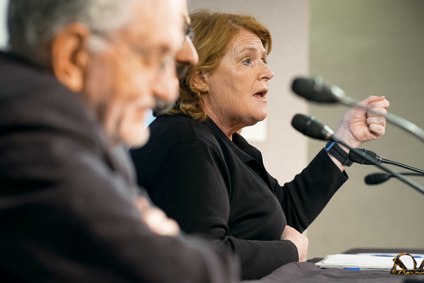 North Dakota Senator Heidi Heitkamp speaks during Fridays Kennan Conversation at Clifford Hall.