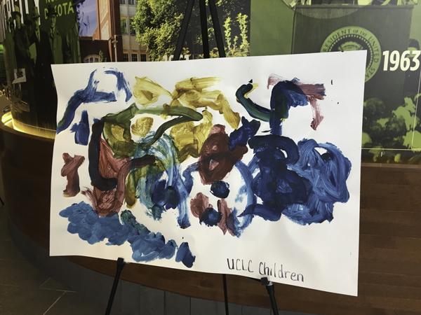 Art made by children at the University Children's Learning Center was on display at the Gorecki Alumni Center for Martin Luther King Day on Monday, January 15, 2018. 