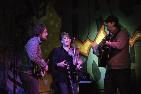 Michael Prewitt, Marcy Gross and Joe Andrus perform as The Flatt Mountain Bluegrass Boys during a concert Friday night at Half Brothers Brewing Company. Trevor Alveshere / Dakota Student