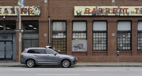 A self driving Volvo XC90 is parked outside 737 Harrison, the unmarked headquarters of Otto, a San Francisco, Cali. autonomous trucking company acquired by Uber in 2016. Dllu / Wikimedia Commons