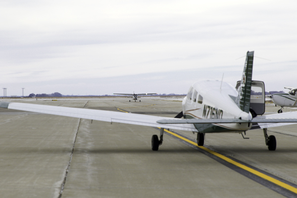 UND Aviation program airplanes sit parked on runways at Grand Forks International Airport (GFK) in November 2017. 