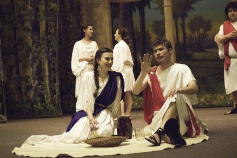 Michael Thompson (right) and Bethany Loock portray Dido and Aeneas during a rehearsal for Friday nights opera at the Masonic Center. 