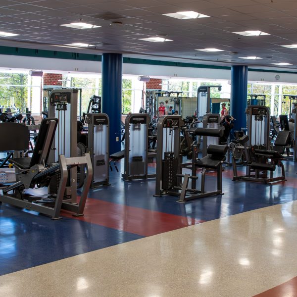 Workout equipment in the Wellness Center.